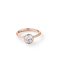 1.25 Carat TW Round Brilliant Laboratory-Grown Diamond Solitaire Bezel Set Engagement Ring in 14kt Rose Gold
