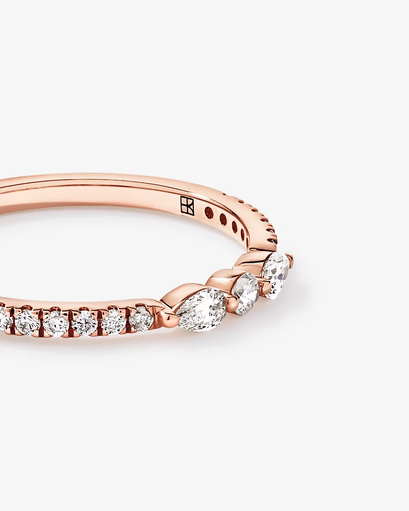 0.23TW Pear and Round Brilliant Diamond Wedding Ring 14kt Rose Gold