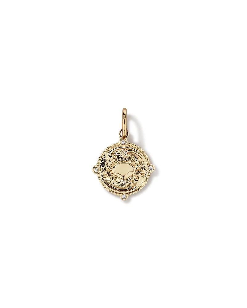 Diamond Accent Cancer Zodiac Pendant in 10kt Yellow Gold
