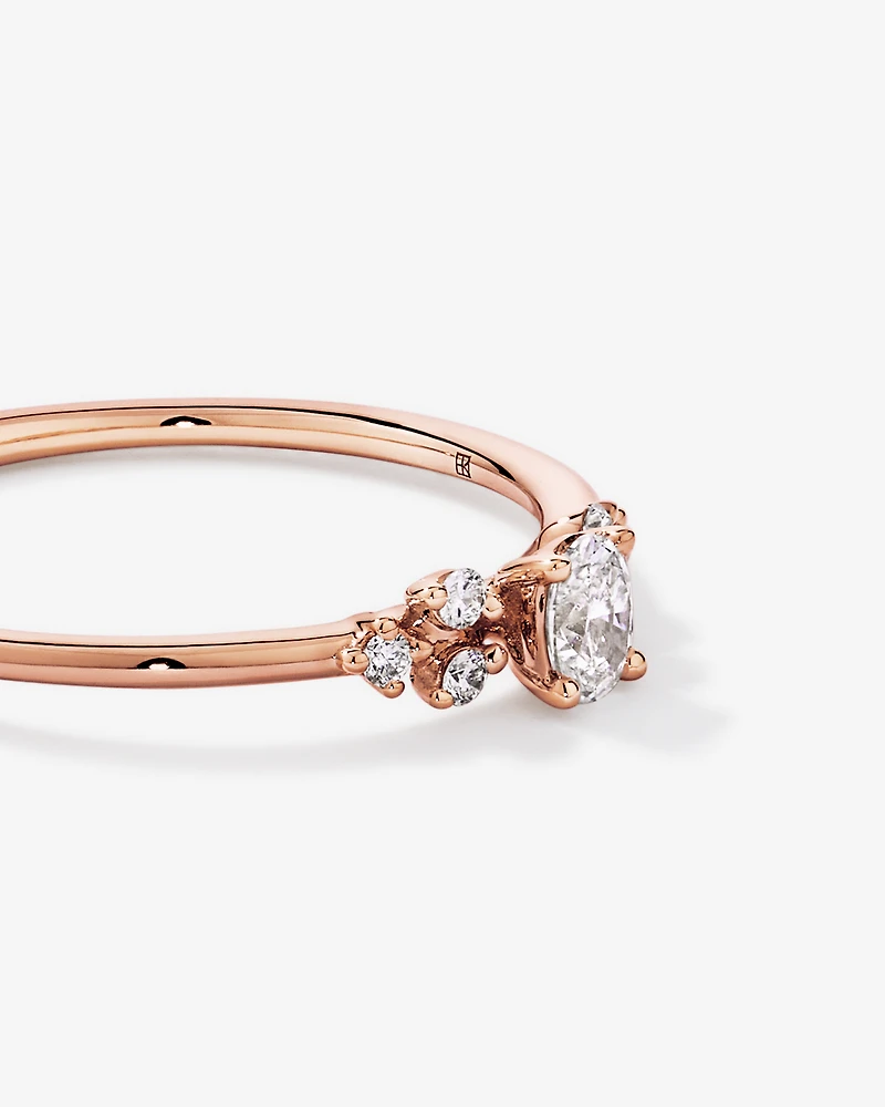 0.20TW Oval and Round Brilliant Laboratory-Grown Diamond Promise Ring 10kt Rose Gold