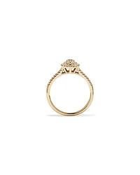 0.30 Carat TW Oval Shaped Cluster Halo Diamond Ring in 10kt Yellow Gold