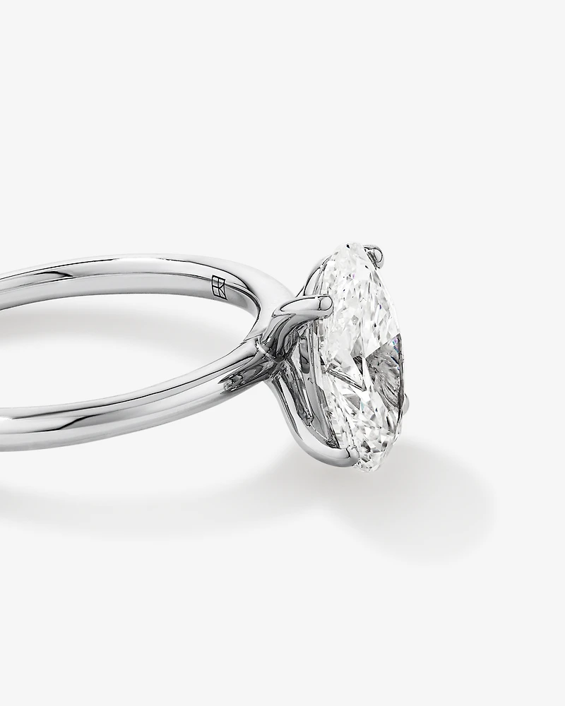 Bague de fiançailles ovale TW 2 carats en diamant solitaire cultivée laboratoire or blanc 14