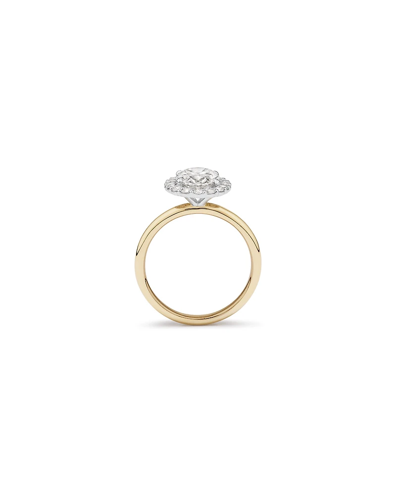 2.34 Carat TW Oval Cut Laboratory-Grown Diamond Halo Engagement Ring in 14kt Yellow and White Gold