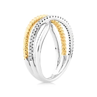 Bague en argent sterling et or jaune 10 K avec diamants totalisant 0,15 ct