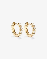 0.40 Carat TW of Laboratory-Grown Emerald Cut Diamond Huggie Earrings in 10kt Yellow Gold