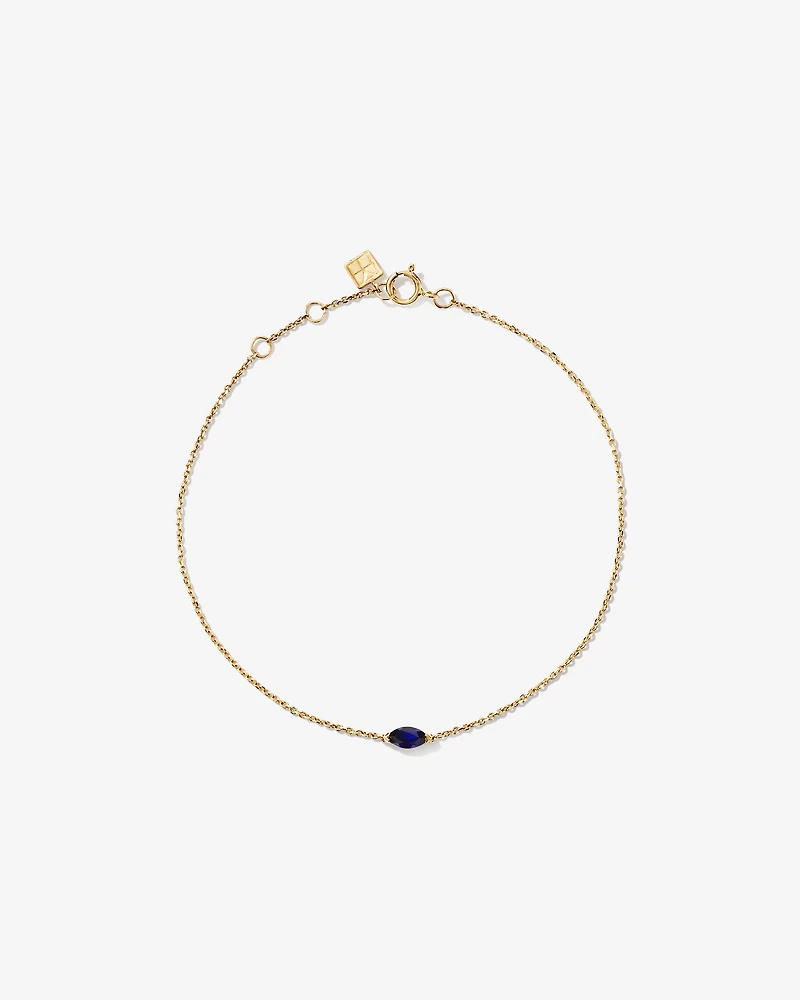 East West Marquise-Cut Created Sapphire Bracelet in 10kt Yellow Gold