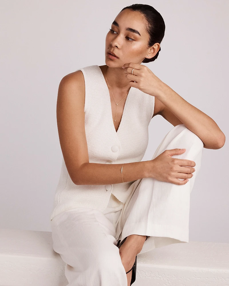 0.14 Carat TW Round Brilliant Diamond Bezel Set Lariat Necklace in 10kt Yellow Gold