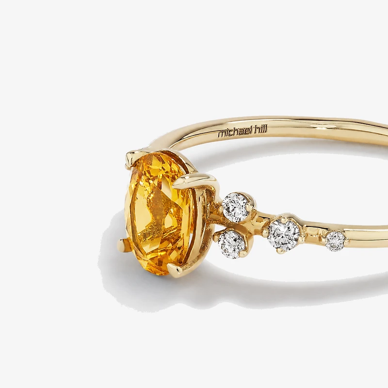 Citrine and 0.12 Carat TW Diamond Ring 10kt Yellow Gold