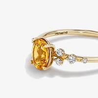 Citrine and 0.12 Carat TW Diamond Ring 10kt Yellow Gold