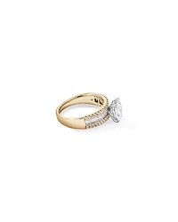 Bague en diamant latérale ovale TW de 2,21 carats et baguette cultivée laboratoire or blanc 14