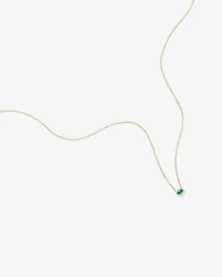 Oval Cut Green Emerald Gemstone and 0.05 Carat TW Diamond Halo Necklace in 10kt Yellow Gold