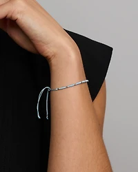 Cool Blue Cord Bead Bracelet in Sterling Silver