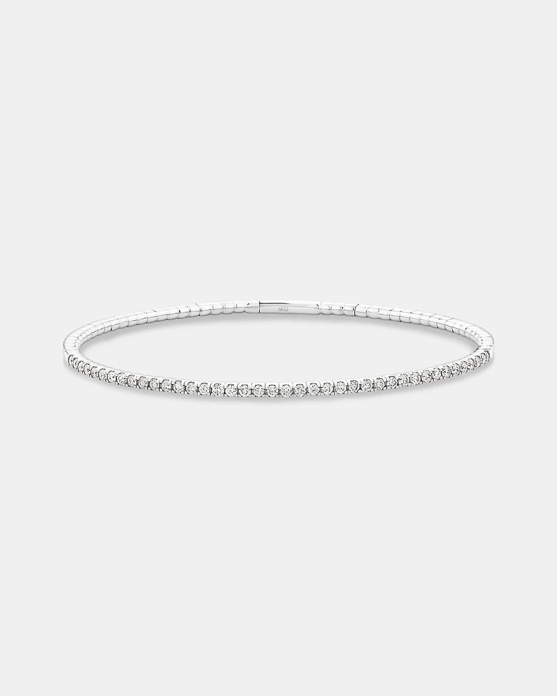 0.68 Carat TW Diamond Row Flex Bangle in 10kt Gold