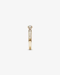 0.77 Carat TW Round Brilliant Diamond and Baguette, Princess Side Accent Engagement Ring with Hidden Halo in 14kt Yellow Gold