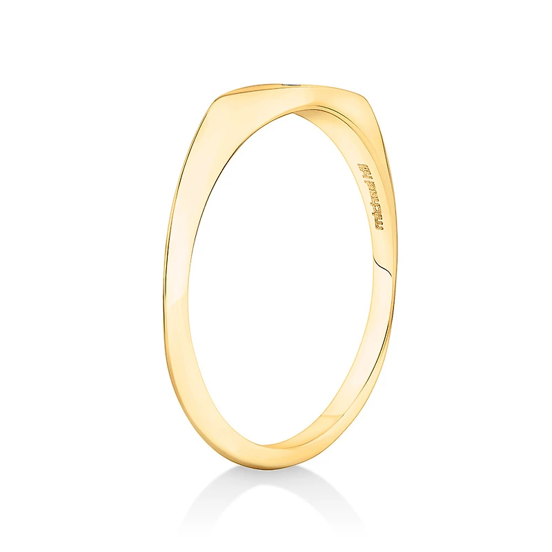Diamond Star Accent Narrow Signet Ring in 10kt Yellow Gold
