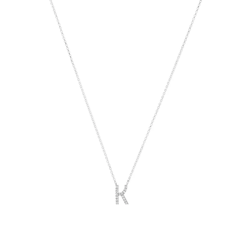 K' Initial necklace with 0.10 Carat TW of Diamonds in 10kt White Gold