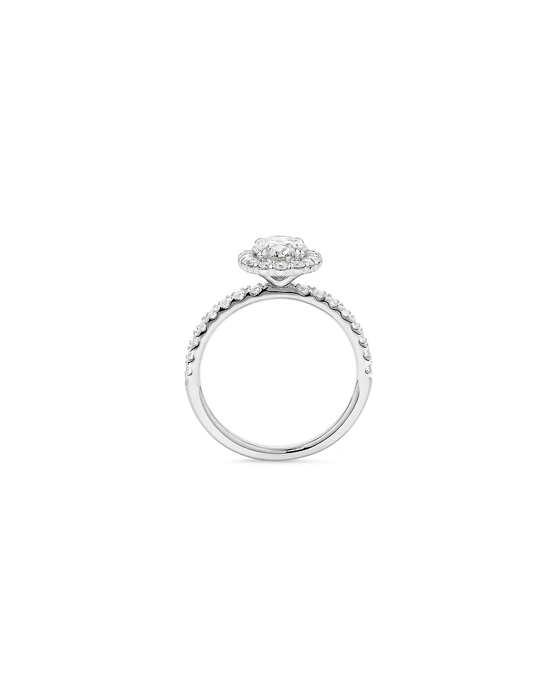 Bague De Fiançailles Halo En Diamant Laboratoire Ovale 1,78 Carat Poids Total Or Blanc 14 Carats
