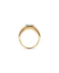 Bezel Set Green Sapphire Gemstone Solitaire Men's Ring in 10kt Yellow Gold