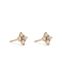 Australian Opal & Diamond Accent Stud Earrings in 10kt Yellow Gold