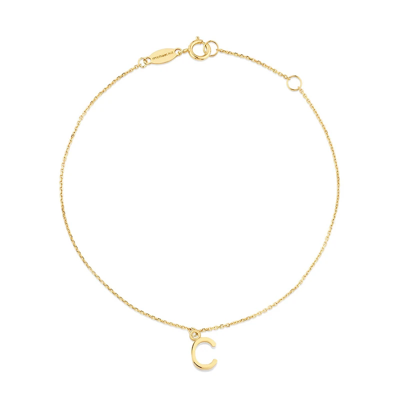 19cm (7.5") C Initial Bracelet in 10kt Yellow Gold