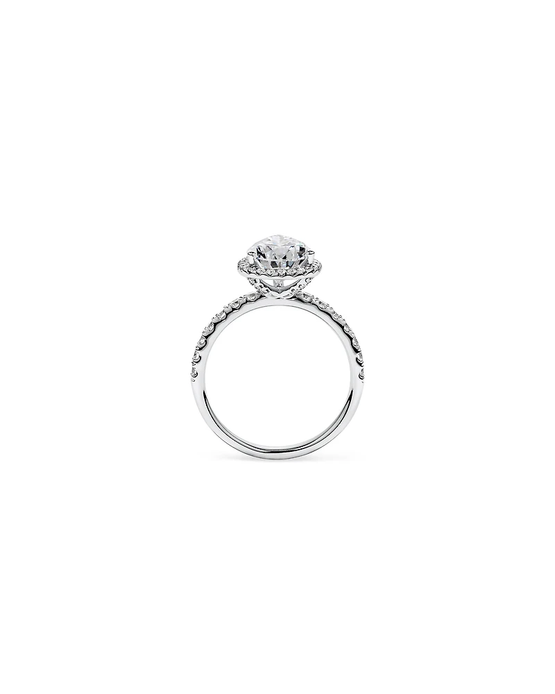 3.60 Carat TW Pear Cut Laboratory-Grown Diamond Halo Engagement Ring in 18kt White Gold