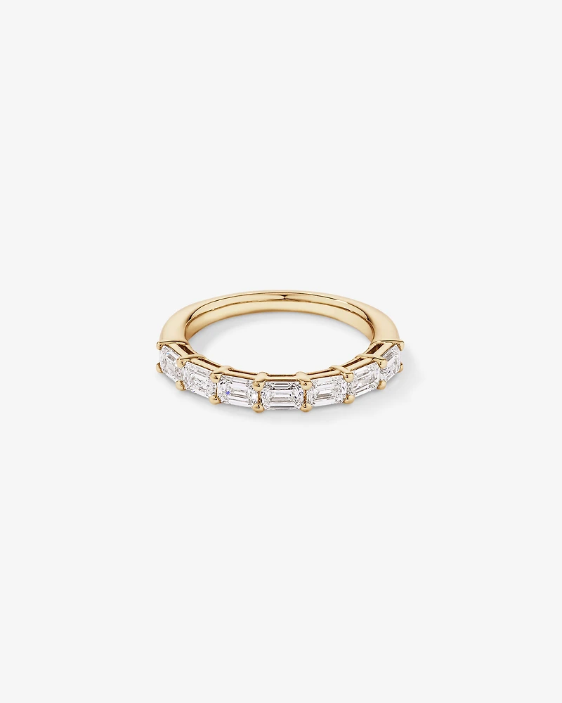 Bague de mariage en diamant taillée laboratoire 1,40 carat TW Est-Ouest cultivé or jaune 14 carats