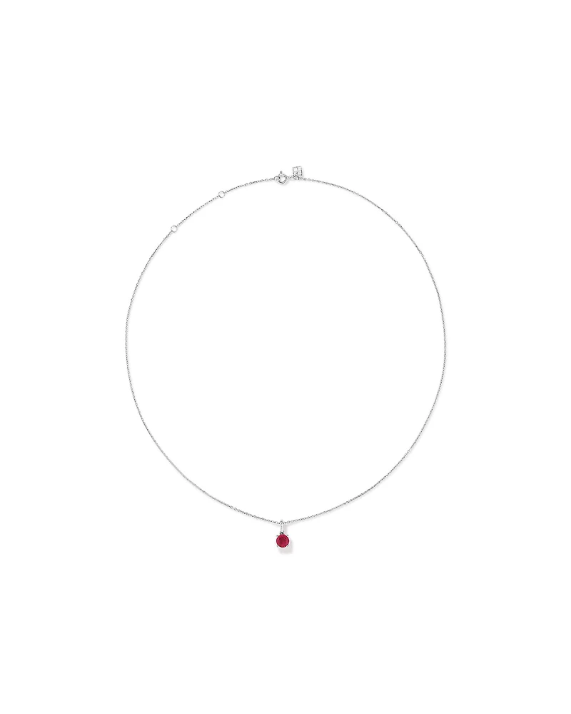 Ensemble En Argent Sterling Avec Boucles D’Oreilles Créoles Et Pendentif En Pierre De Rubis Synthétique Rouge Taille Ronde