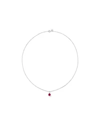 Ensemble En Argent Sterling Avec Boucles D’Oreilles Créoles Et Pendentif En Pierre De Rubis Synthétique Rouge Taille Ronde
