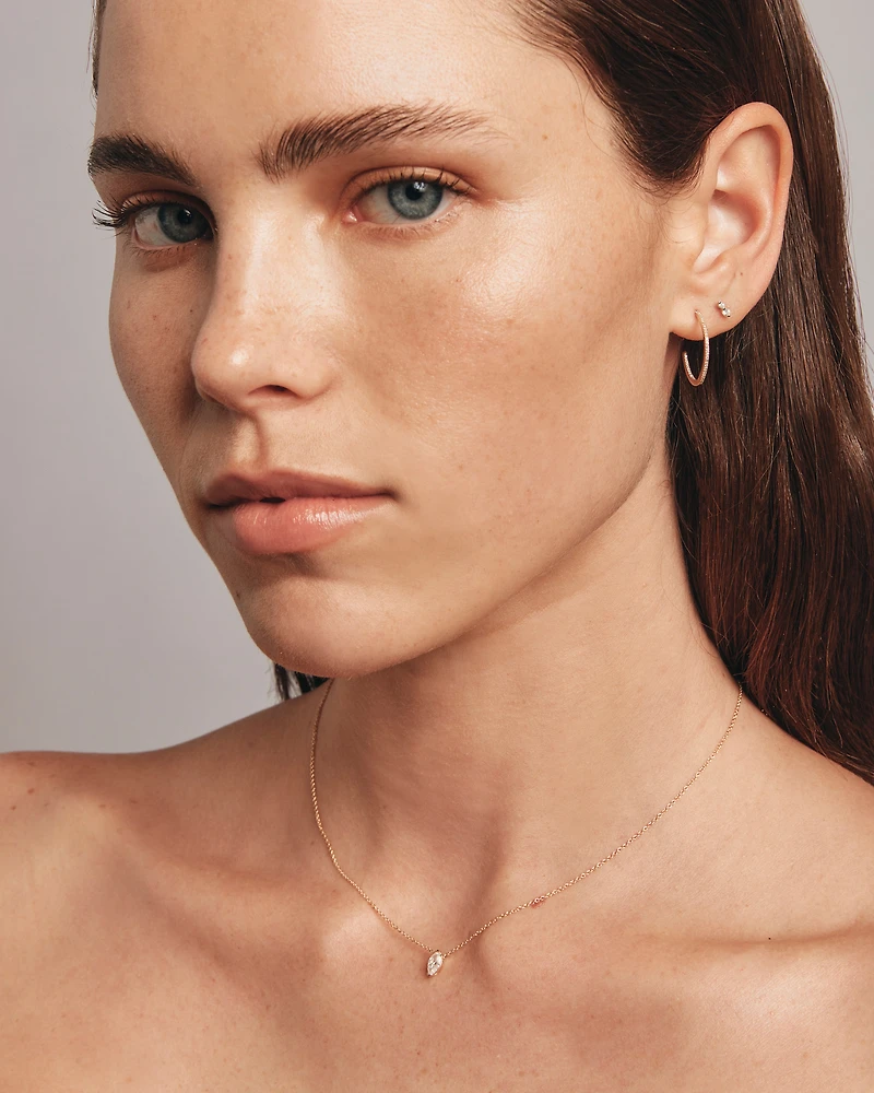 0.15 Carat TW Fine Diamond Hoop Earrings 10kt White Gold