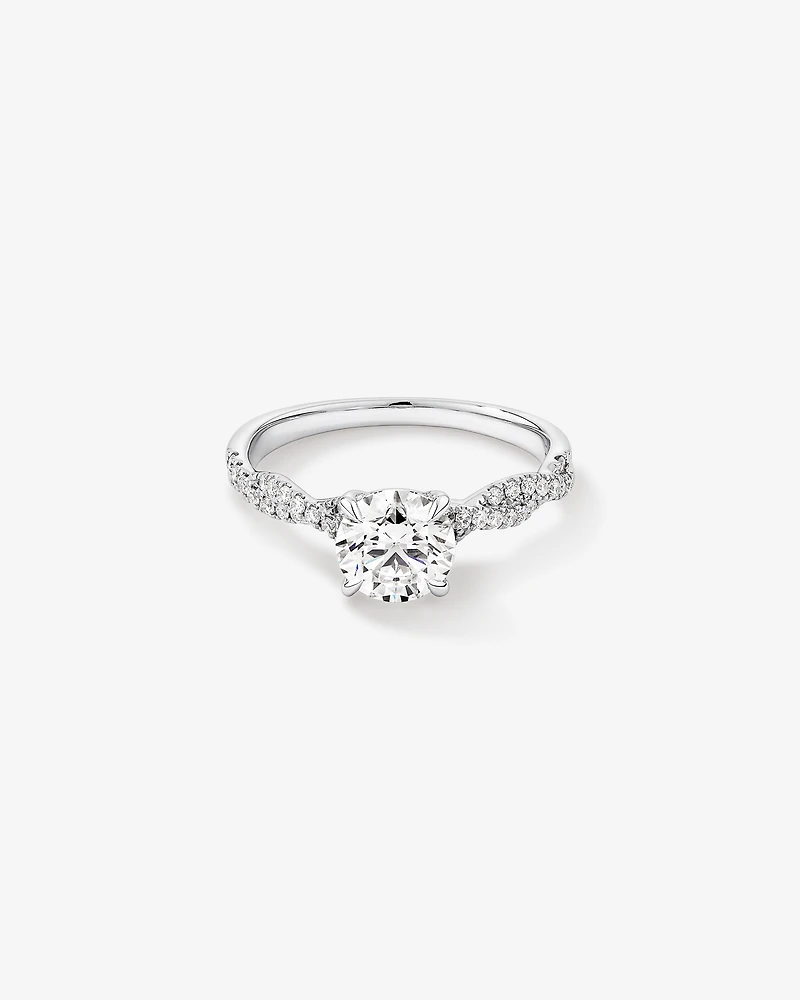 1.40 Carat TW Round Brilliant Laboratory-Grown Diamond Solitaire Twist Engagement Ring in 14kt White Gold
