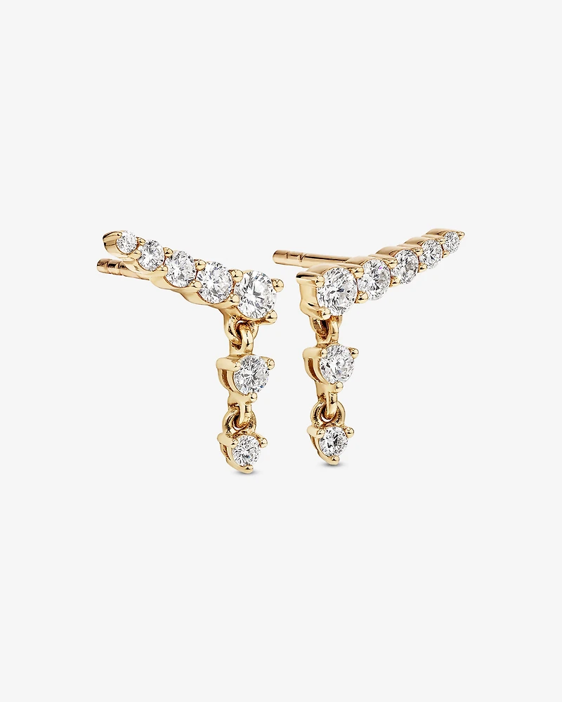 0.50 Carat TW of Laboratory-Grown Diamond Ear Climbers in 10kt Yellow Gold