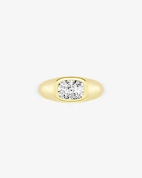 Carat Laboratory-Grown Elongated Cushion East-West Diamond Solitaire Bezel Engagement Ring 14kt Yellow Gold