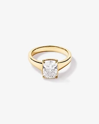 Bague de fiançailles en or jaune 14 carats diamant à coussin allongé cultivé laboratoire 2,00