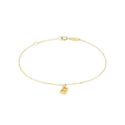 19cm (7.5") B Initial Bracelet in 10kt Yellow Gold