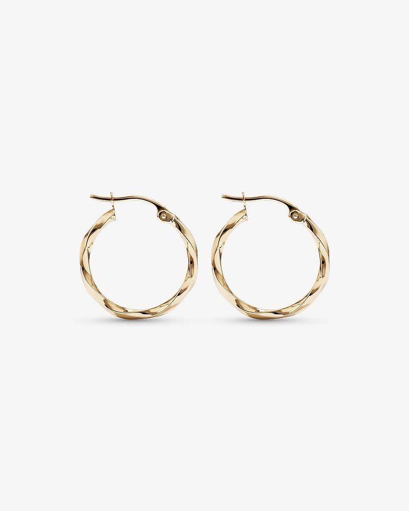15mm Square Twist Hoop Earrings in 10kt Yellow Gold