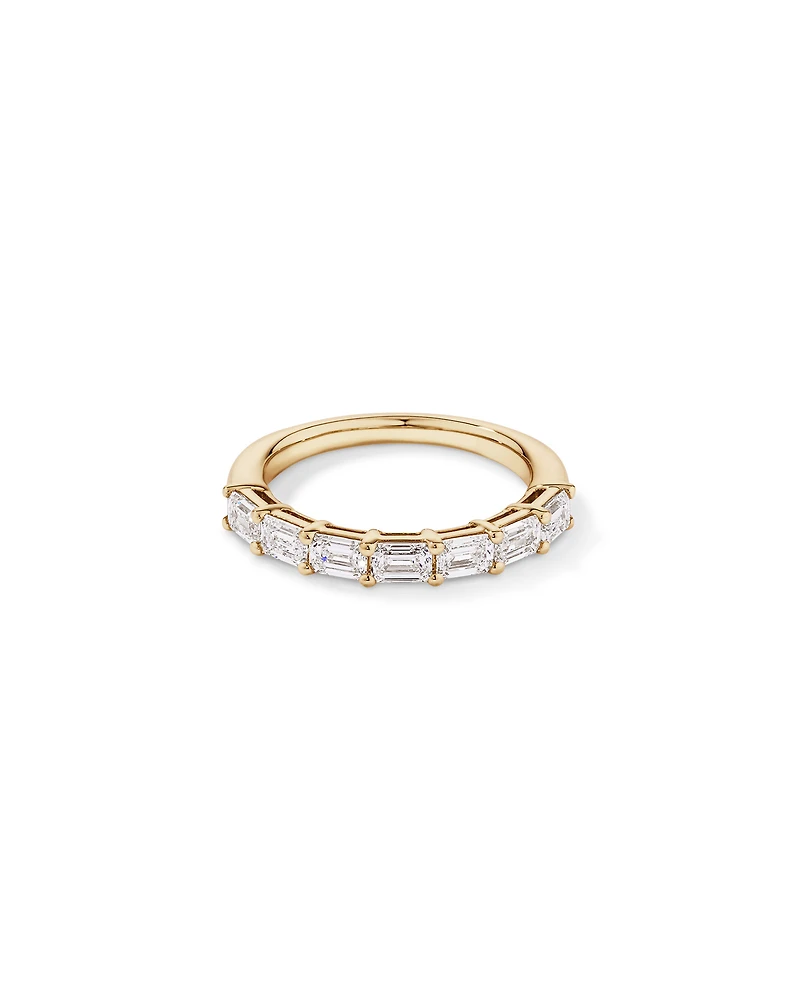 Bague de mariage en diamant taillée laboratoire 1,40 carat TW Est-Ouest cultivé or jaune 14 carats