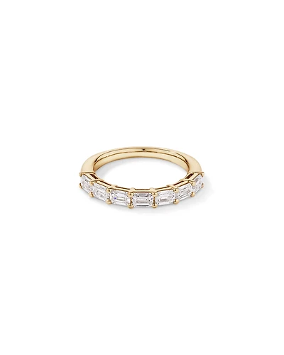 Bague de mariage en diamant taillée laboratoire 1,40 carat TW Est-Ouest cultivé or jaune 14 carats