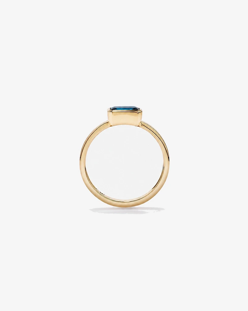 London Blue Topaz Bezel Ring 10kt Yellow Gold