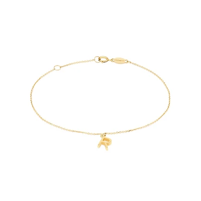 Collier à pendentif initiale R en or jaune 10 K