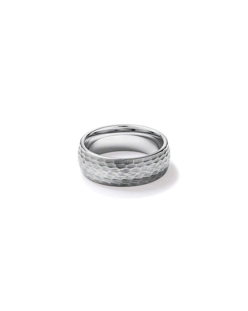 8mm Hammered Wedding Band in Tungsten
