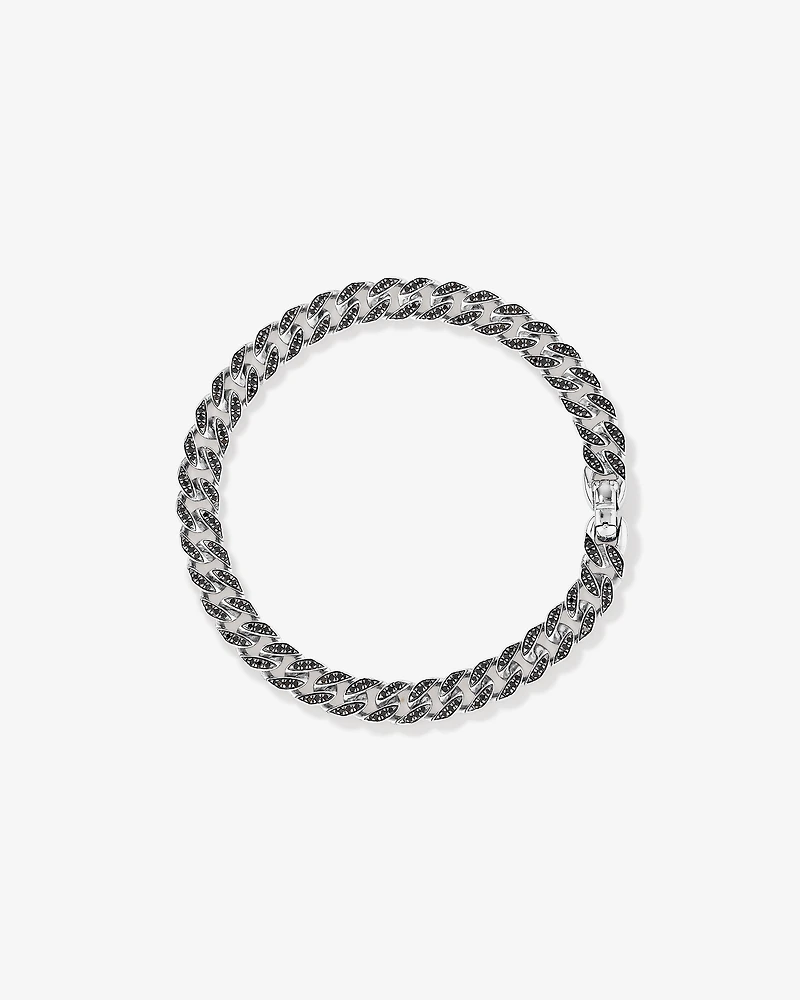 Bracelet cubain pour hommes en argent sterling avec diamants noirs de 1,32 carat au total