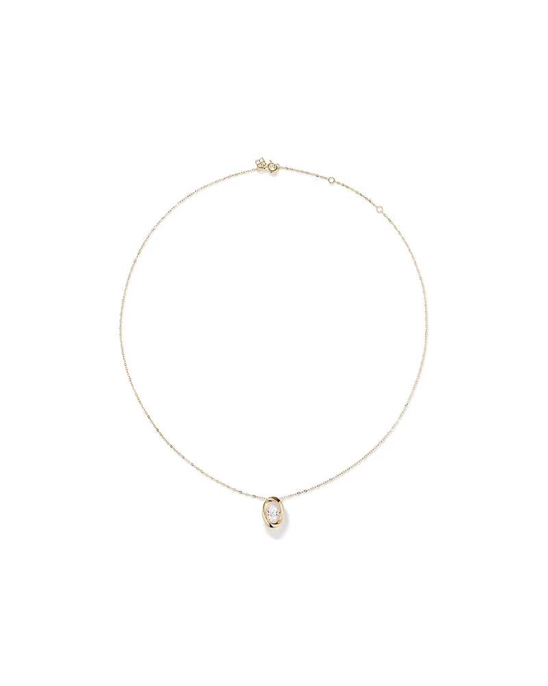 Lume Lab Oval Pendant with 0.50 Carat TW of Laboratory-Grown Diamond in 10kt White Gold