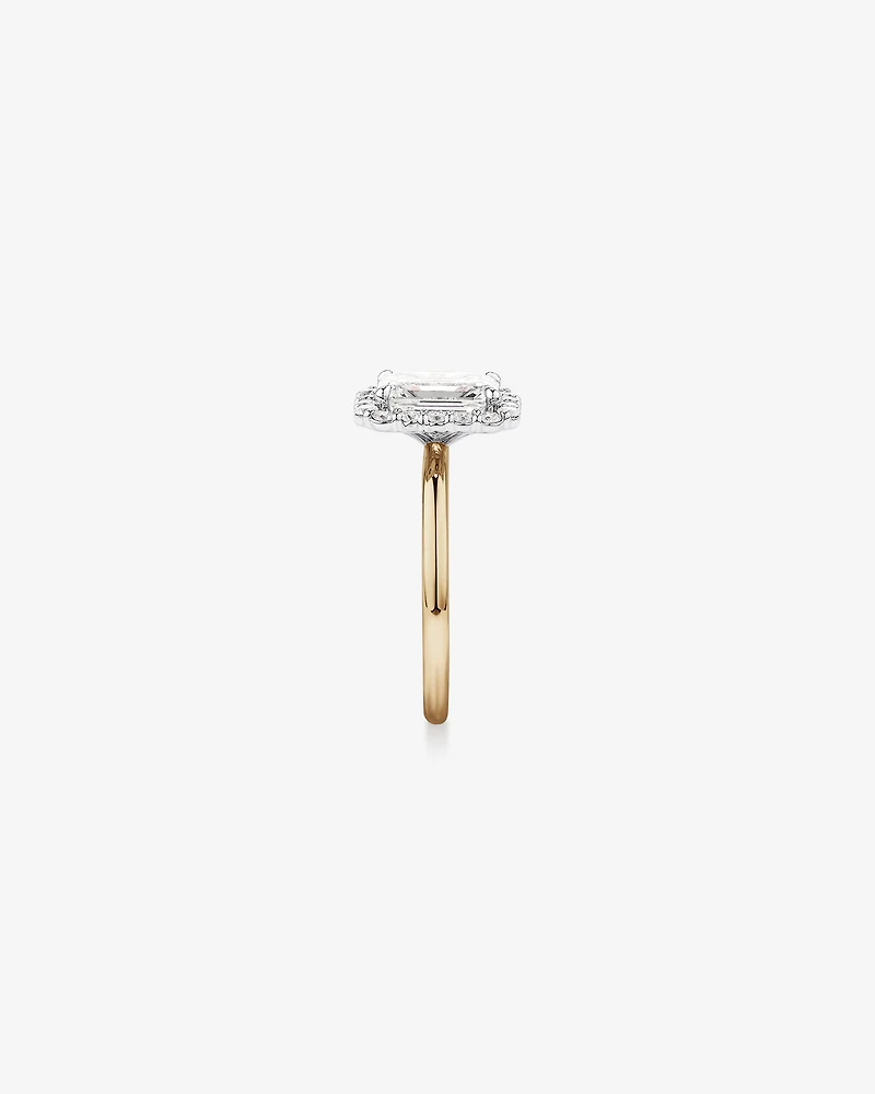2.34 Carat TW Emerald Cut Laboratory-Grown Diamond Halo Engagement Ring in 14kt Yellow Gold