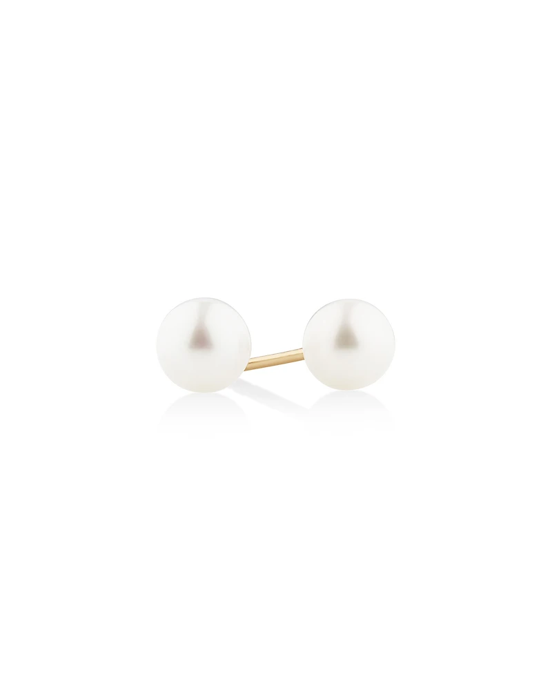 Stud Earrings with 5mm Round Cultured Freshwater Pearl in 10kt Yellow Gold
