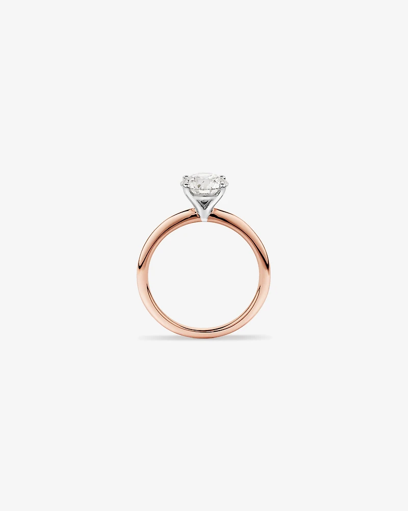 1.50 Carat TW Round Brilliant Laboratory-Grown Diamond Solitaire Engagement Ring 14kt Rose and White Gold