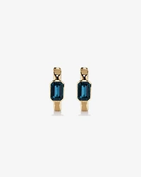 London Blue Topaz Bezel Huggie Earrings in 10kt Yellow Gold