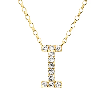 "I" Initial Necklace with 0.10 Carat TW of Diamonds in 10kt Yellow Gold