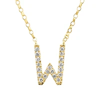 "W" Initial Necklace with 0.10 Carat TW of Diamonds in 10kt Yellow Gold