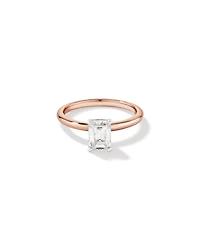 Bague de fiançailles solitaire en diamant cultivé en laboratoire TW taille émeraude de 1,25 carat en or rose et blanc 14 carats