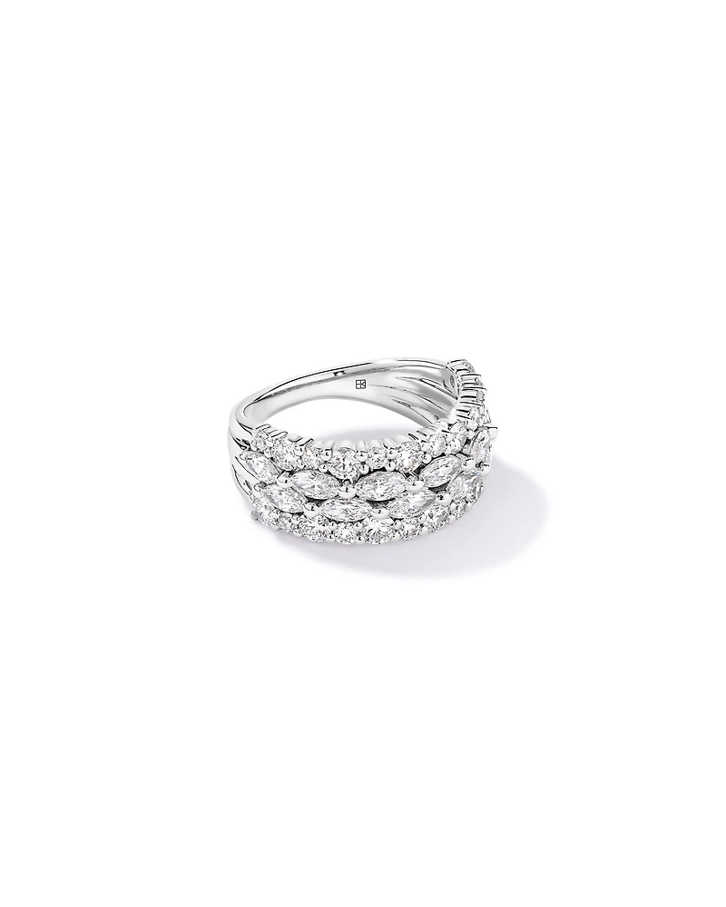 2.46 Carat TW Laboratory-Grown Marquise and Round Brilliant Diamond Ring 10kt White Gold